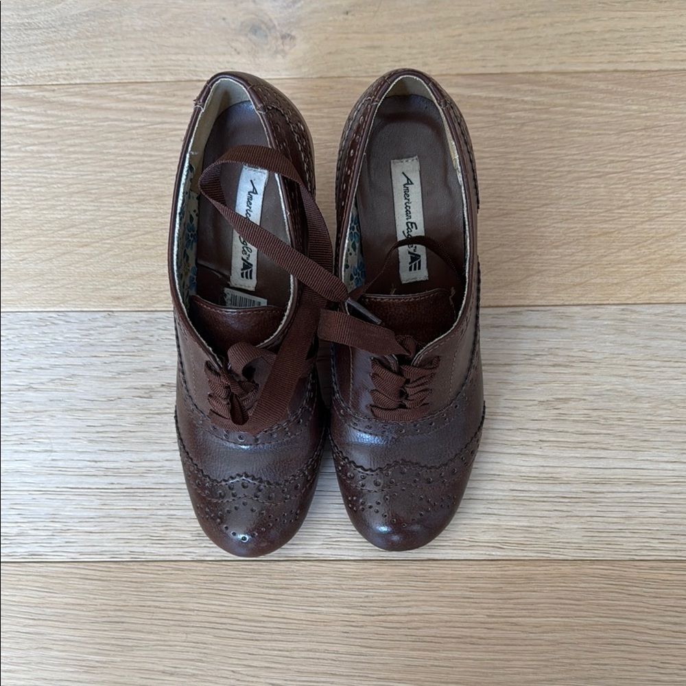 American Eagle Outfitters Brown Heels with Classic Loafer Design